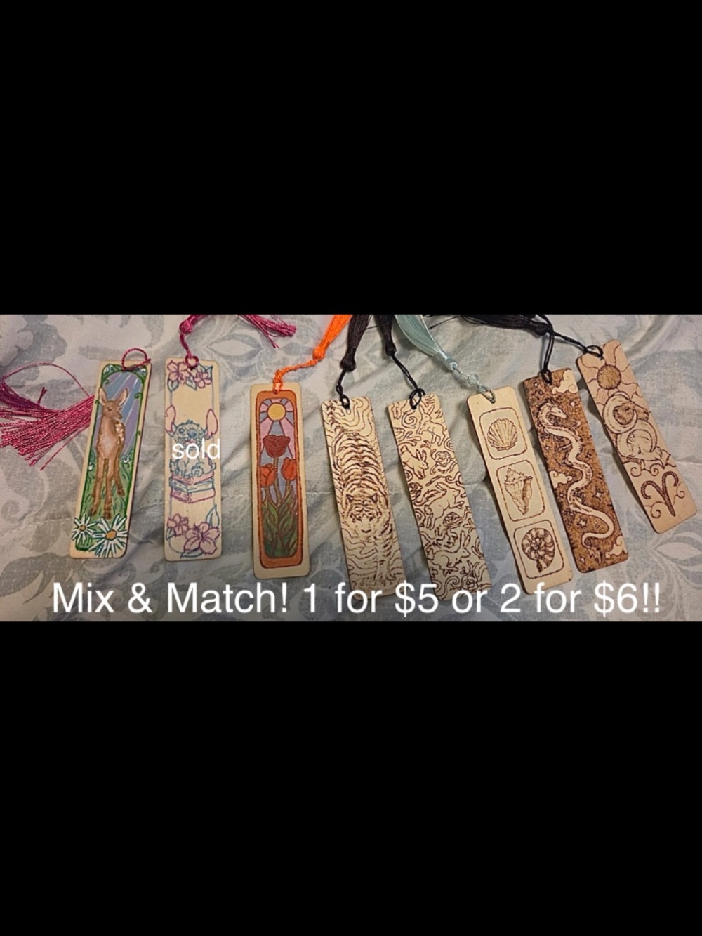 Handmade one of a kind bookmark! Wooden bookmarks, painted pyrography wood burn
